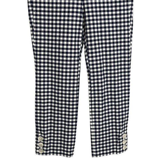 J Crew Women’s High Rise Straight Pants Size 4 Navy Blue White Plaid Gingham - Picture 3 of 12